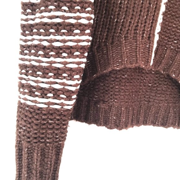 BDG Urban Outfitters cable knit brown sweater oversize cropped women's XS chunky - Picture 5 of 11